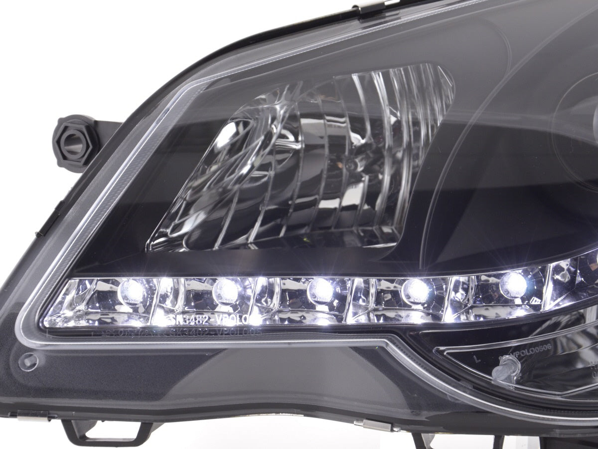 Scheinwerfer Set Daylight LED TFL-Optik VW Polo Typ 9N3 05-09 schwarz für Rechtslenker Scheinwerfer Set Daylight LED TFL-Optik VW Polo Typ 9N3 05-09 schwarz für Rechtslenker